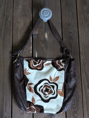 Marco Buggiani Boho Leather Bag With printed Calf Hair Detail